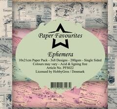 PFS022 Paper Favourites, Papirsblok Slimcard 10x21cm, Ephemera