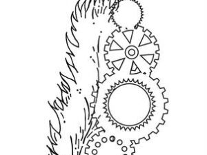 D5C051 Design5 Clearstamp, Mixed Media - Feather/Gear