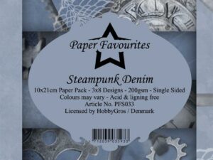 PFS32 Paper Favourites, Papirsblok Slimcard 10x21cm, Steampunk Denim