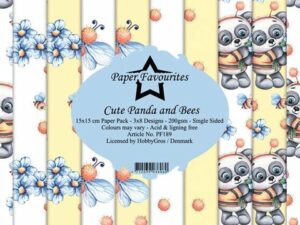 PF189 Paper Favourites, Papirsblok 15x15, Cute Panda and Bees