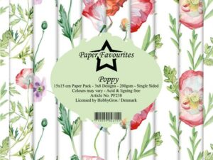 PF238 Paper Favourites, Papirsblok 15x15, Poppy - Valmuer
