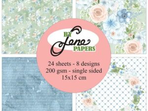 BLP043 By Lene Papirblok 15 x 15 cm, Romantic Blues