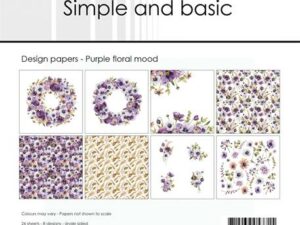 SBP531 Simple and Basic Design Papirblok 15 x 15 cm, Purple floral Mood