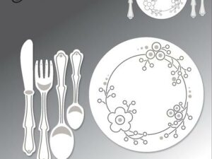 BLD1669 By Lene Die Cut/Emb, Plate & Cutlery - Tallerken & Bestik