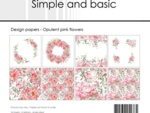 SBP532 Simple and Basic Design Papirblok 15 x 15 cm, Opulent Pink Flowers