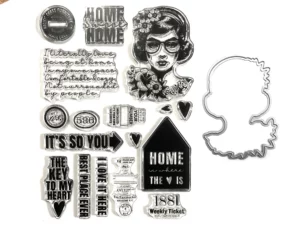 CSd356 Elizabeth Craft Design Stempel, Frida at Home Stamp and Die set