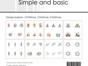 SBP536 Simple and Basic Design Papirblok 15 x 15 cm, Christmas, Christmas, Christmas