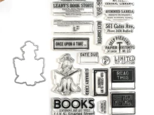 CSD374 Elizabeth Craft Design Stempel/Die, The Bookstore Stamp and Die Set