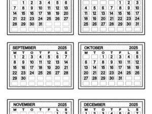 SBD503 Simple and Basic die, Calender/Kalender die 2025 - Juli til December (DANSK)