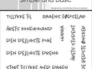 SBC193 Simple and Basic Clearstamp, Tekststempler, Tillykke til mfl. #1