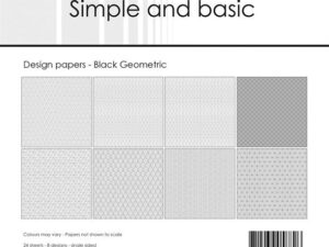 SBP543 Simple and Basic Design Papirblok 15 x 15 cm, Black Geometric