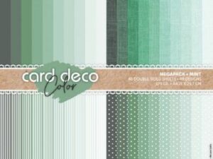 419001 Card Deco A4 karton 4 designs 40 ark 2 sidet, Mint - Grøn
