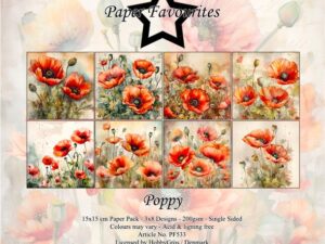 PF533 Paper Favourites, Papirsblok 15x15, Poppy - Valmuer
