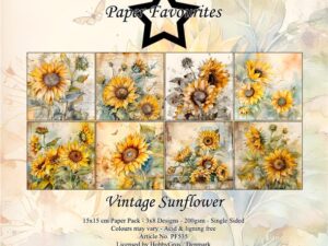 PF535 Paper Favourites, Papirsblok 15x15, Vintage Sunflower