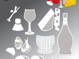 BLD1761 By Lene Die Cut/Emb, Wine and Cheese - Vin og Ost
