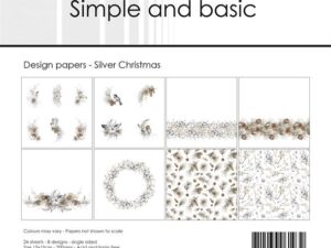 SBP552 Simple and Basic Design Papirblok 15 x 15 cm, Silver Christmas
