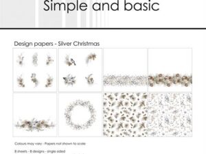SBP752 Simple and Basic Design Papirblok 30 x 30 cm, Silver Christmas