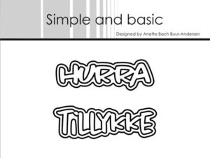 SBD578 Simple and Basic die, Tekstdie med skygge, Tillykke & Hurra