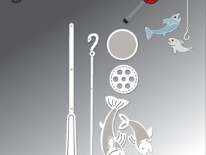 BLD1783 By Lene Die Cut/Emb, Fishing Rod - Fiskestang