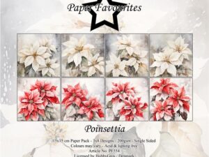 PF554 Paper Favourites, Papirsblok 15x15, Poinsettia - Julestjerner
