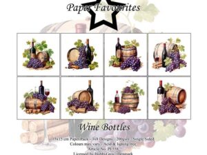 PF558 Paper Favourites, Papirsblok 15x15, Wine Bottles - Vin