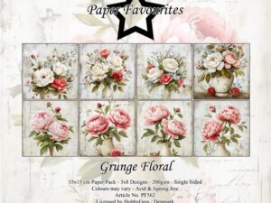 PF562 Paper Favourites, Papirsblok 15x15, Grunge Floral - Blomstervaser