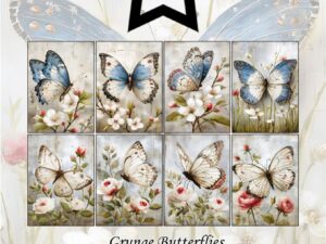 PFA602 Paper Favourites, Papirsblok A6, Grunge Butterflies - Sommerfugle