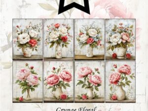 PFA603 Paper Favourites, Papirsblok A6, Grunge Floral - Blomstervaser