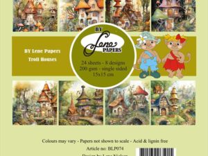 BLP074 By Lene Papirblok 15 x 15 cm, Troll Houses