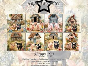PF565 Paper Favourites, Papirsblok 15x15, Happy Pigs