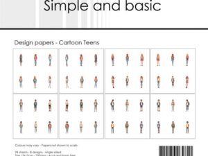 SBP560 Simple and Basic Design Papirblok 15 x 15 cm, Cartoon Teens