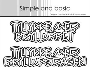 SBD644 Simple and Basic die, Tekstdie med skygge, Tillykke med brylluppet og Tillykke med bryllupsdagen