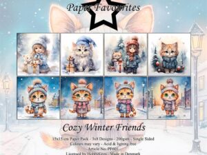 PF601 Paper Favourites, Papirsblok 15x15, Cozy Winter Friends - Vinter Venner