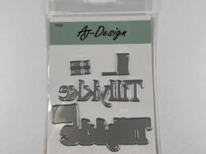 7423 AJ Design, Tekstdie m/skygge. Tillykke m/ flag